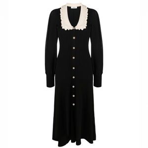 NWT Sandro Long Sleeve Knitted Collared Dress